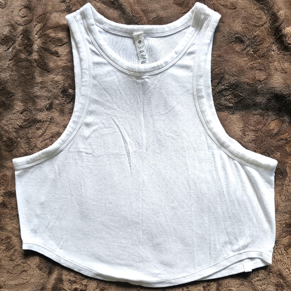 Lululemon White Hold Tight Cropped Tank Top Size 12